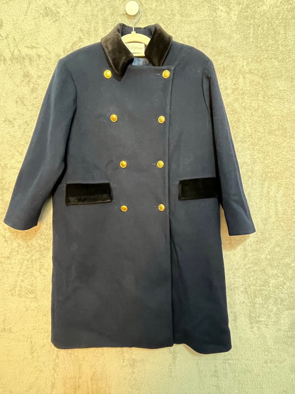 VTG Christian Dior Junior Pea Coat Size 10 Navy Wool Double Breasted Union Made